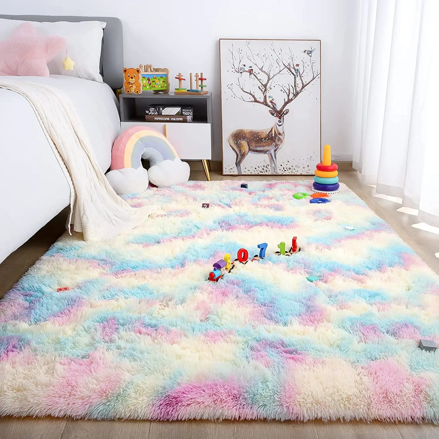 Rainbow Rugs for Girls Bedroom