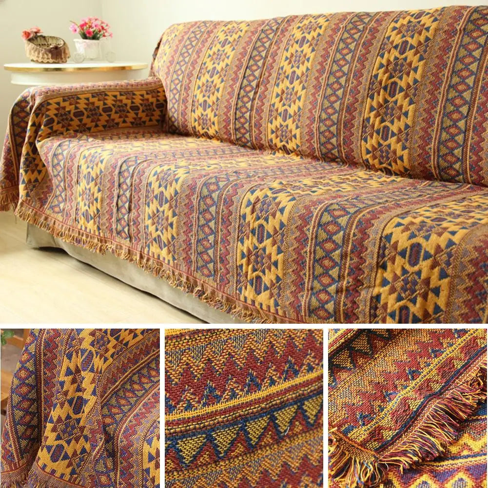 Improved Winter Cotton Woven Line Blanket Sofa Towel Knitted Thickened Warm Pad Mat Bohemian Boho Throw Travel Bedspread