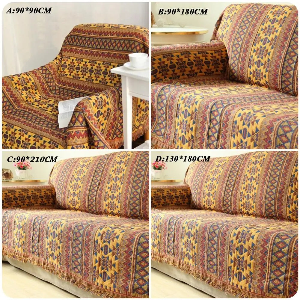 Improved Winter Cotton Woven Line Blanket Sofa Towel Knitted Thickened Warm Pad Mat Bohemian Boho Throw Travel Bedspread