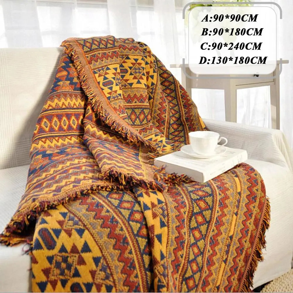 Improved Winter Cotton Woven Line Blanket Sofa Towel Knitted Thickened Warm Pad Mat Bohemian Boho Throw Travel Bedspread