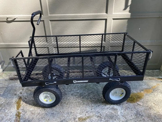 Steel Yard Cart Jumbo Garden Wagon with Removable Sides 1400-Lb. Capacity  50in.L x 24.1in.W x 26.75in.H Black