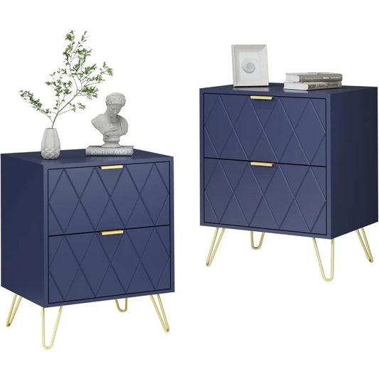 Nightstand Set of 2, End Side Table 2 Drawers