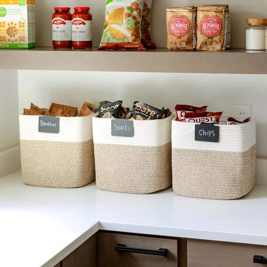 3-Pack | Cube Storage Bin | Square Storage Baskets for Shelves Organizer, Classroom, Kids Toy Bins, Closet, Baby Nursery
