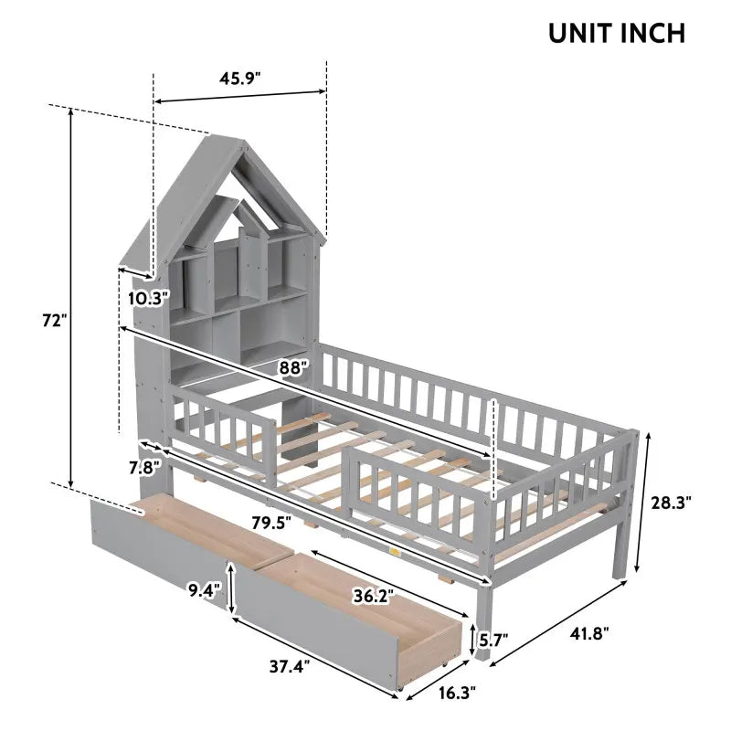 Bedroom double decker children's  bed with protective fence
