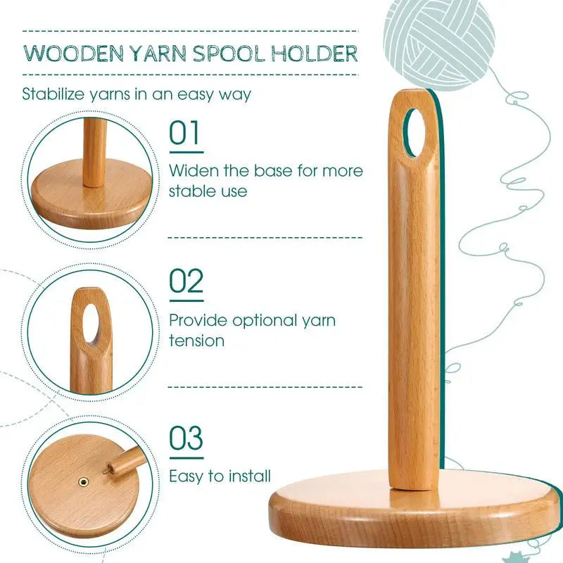 Wooden Yarn Holder Spinning Knitting Tools Beginner Crochet Stand Sewing Thread Spool Wool Ball Winder Stand Tool