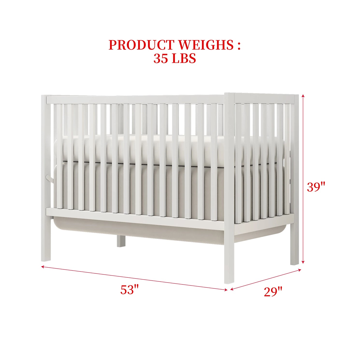 5-In-1 Convertible Crib, from Baby Crib to Toddler Bed