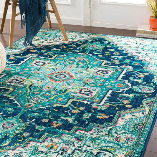 Traditional Blue Area Rug; 5'3