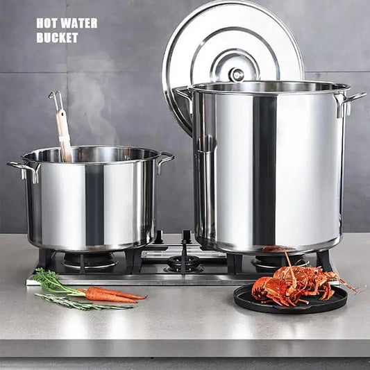 Stainless Steel Soup Bucket Cooking Pot Steamer w/Lid