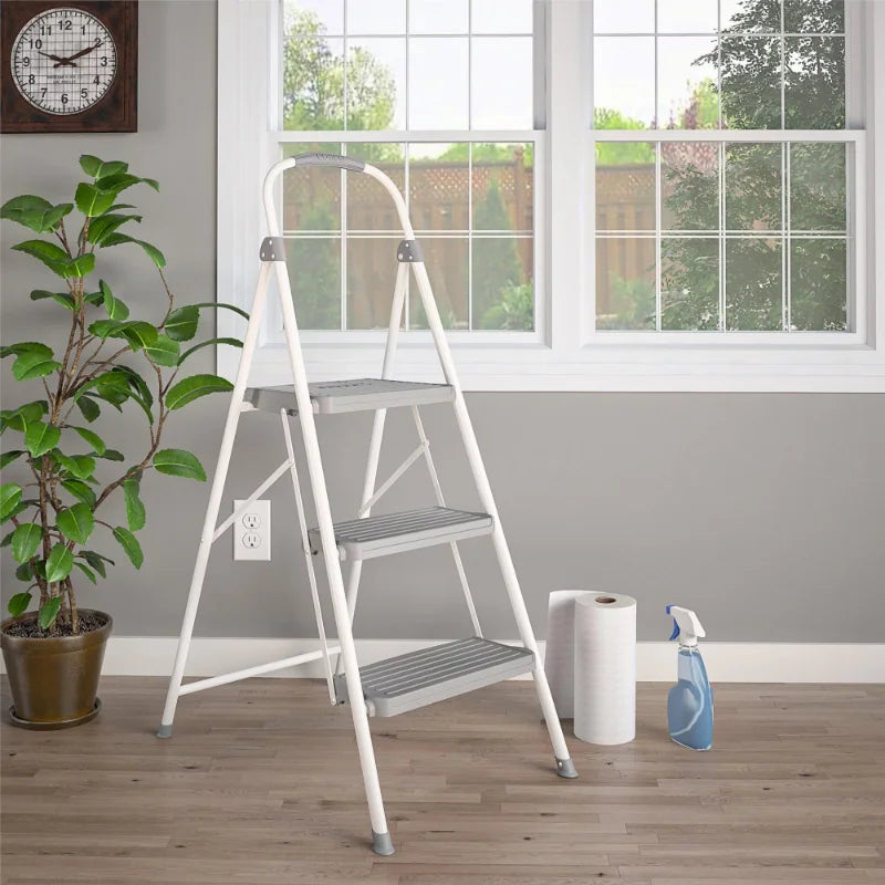 Cosco 3 Step Premium Folding Stool, White Gray ladder for home  step stool