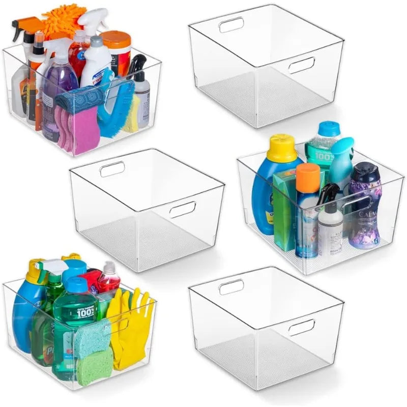 Clear Plastic Storage Bins – XL 6 Pack