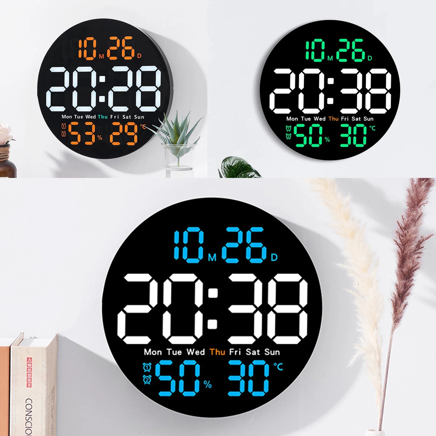 Simple Large LED Digital Wall Clock