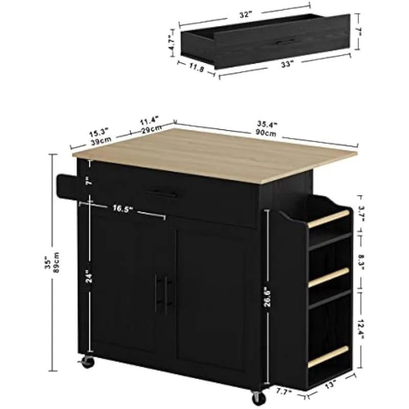 IRONCK Kitchen Island with Storage,