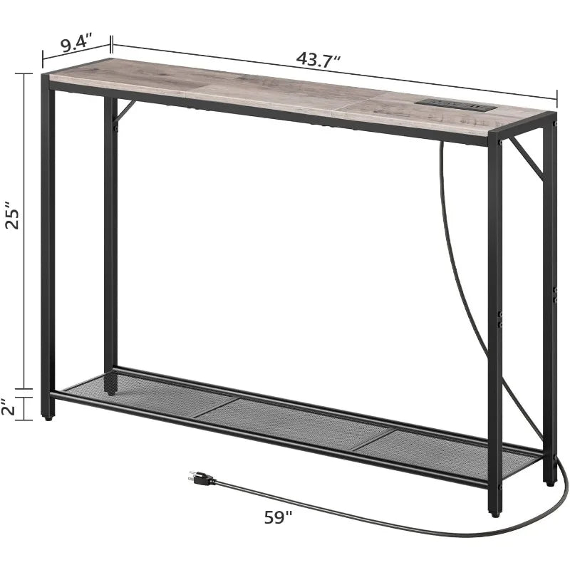 Sofa Table with Power Outlet,