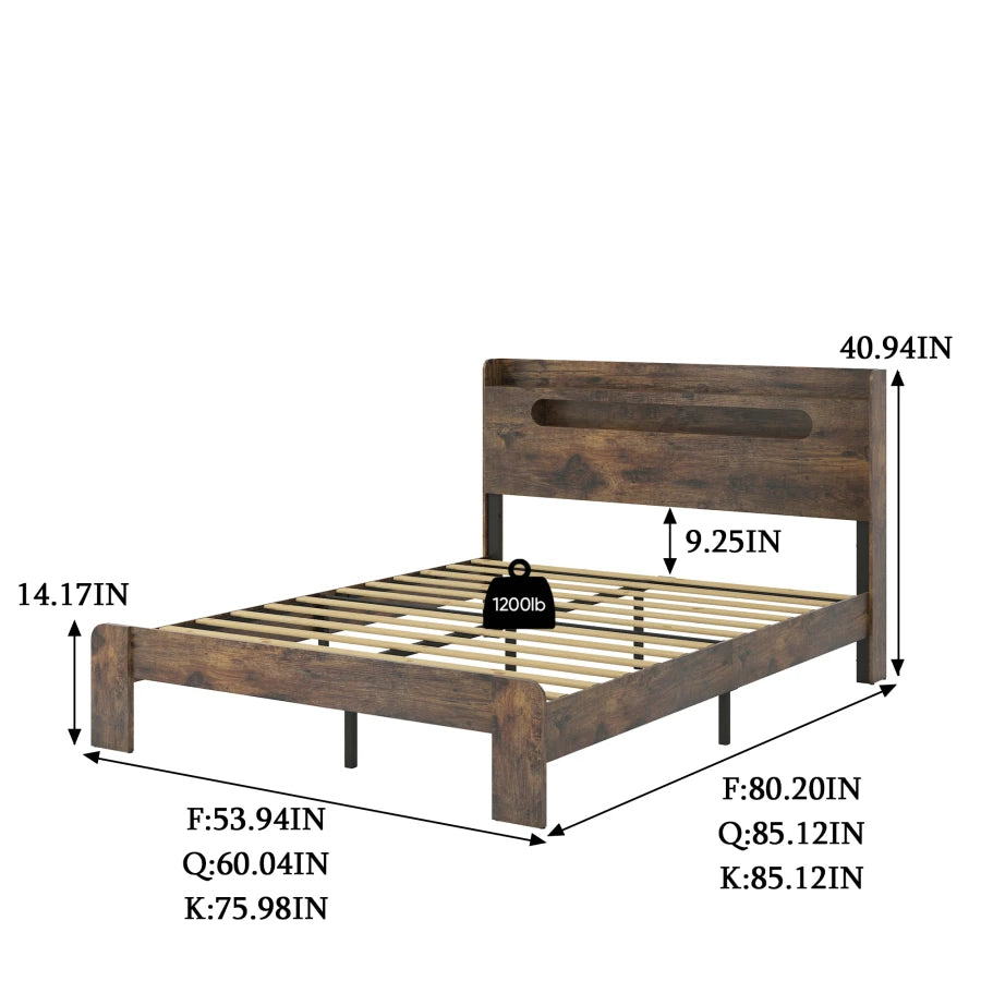 King/queen/ full Size Wood Bed Frame