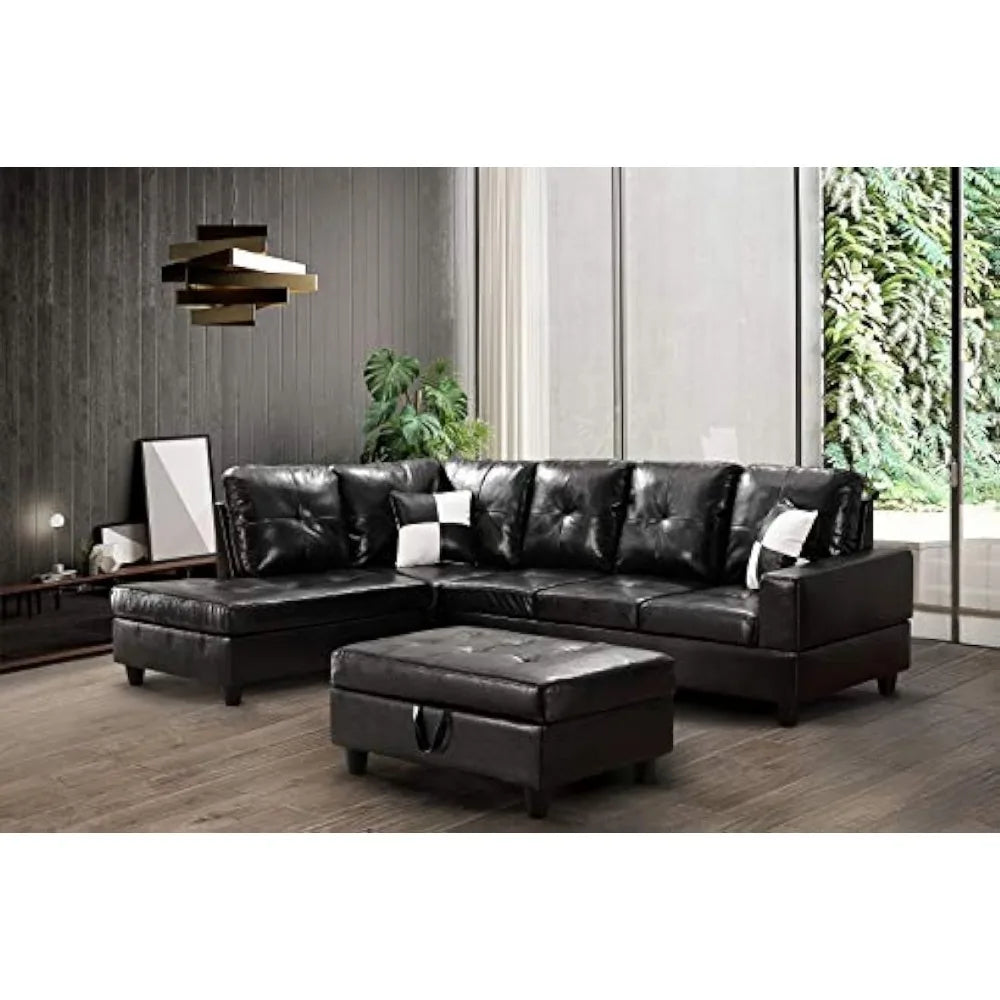 L Shaped Sofa Sectional 3 Piece Living Room Set