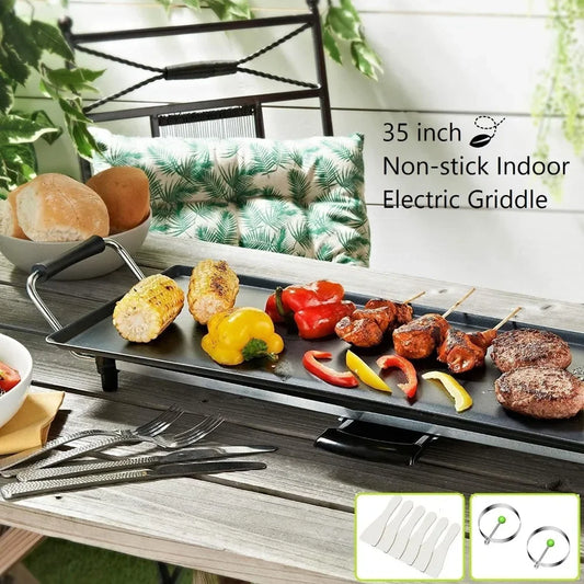 36 Inch Electric KOREAN BBQ Smokeless Grills, Nonstick Surfaces & Adjustable 5 Temperature Setting, Indoor/Outdoor Grill