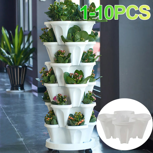Plastic Stackable Vertical Flower Plant Pot